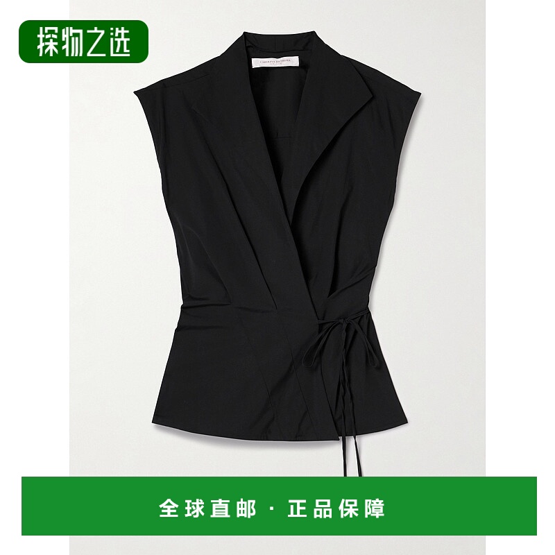 香港直邮CAROLINA HERRERA 女士 褶裥棉混纺府绸裹式上衣 S2511N2