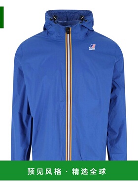 香港直邮K-WAY 男士户外风衣 K2123ZW063 SS2025 蓝色 徽标拉链休