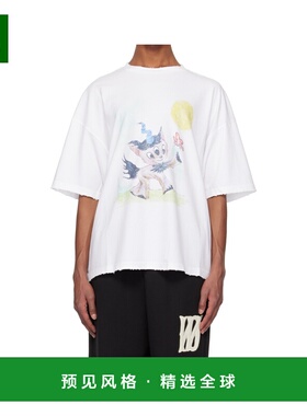 香港直邮WE11DONE 男士T恤 WDTT324781UWH AW2024 白色 针织 T 恤