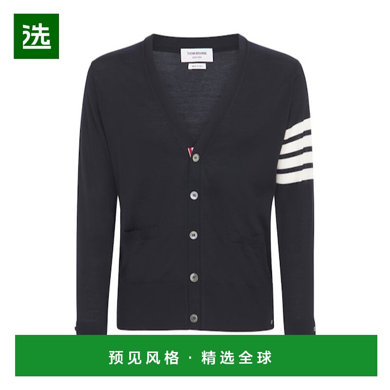 香港直邮Thom Browne 海军蓝V领针织开衫 74ILA9055