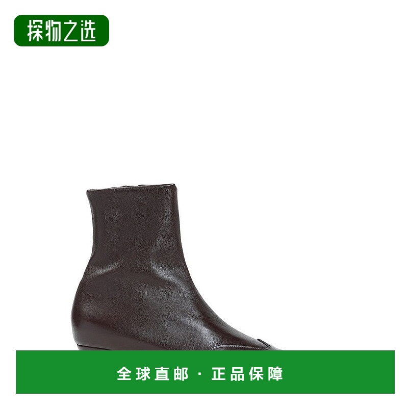 1h可退 香港直邮KHAITE 女士 方头短筒靴 F1068836 brown棕色 舒