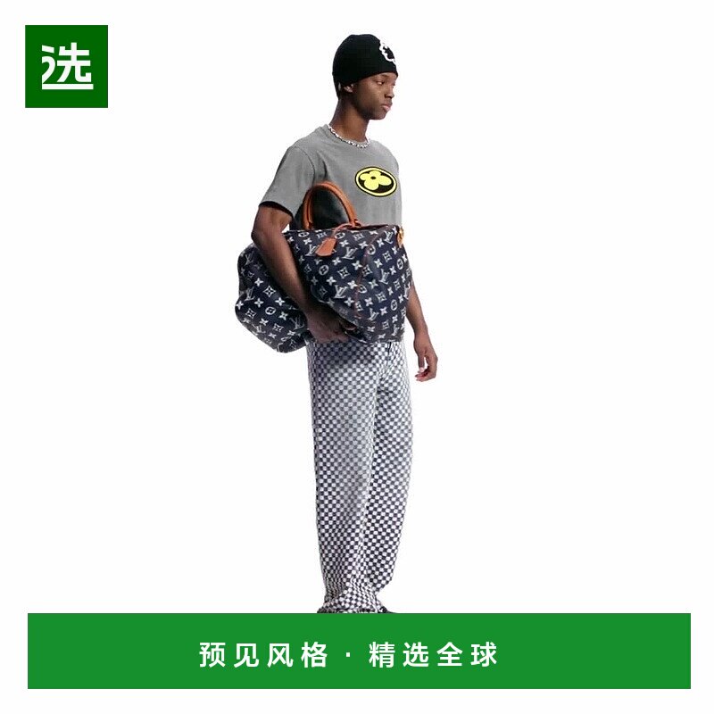 1h可退 欧洲直邮LV路易威登 男士灰色棉花卉贴布绣短袖T恤