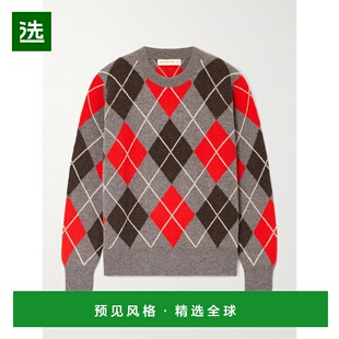 1h可退 香港直邮DAUGHTER 女士 菱形格纹羊毛毛衣 WL25210GREYWIT