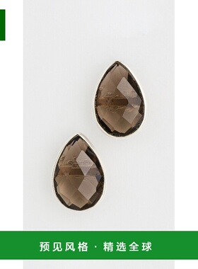 1h可退 香港直邮Shashi 女士 Benington Smokey Quartz 铆钉耳环