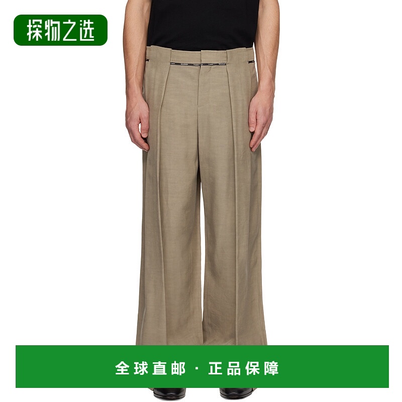 香港直邮Balmain 巴尔曼 男士 灰褐色褶裥长裤 EH1PQ315VH50