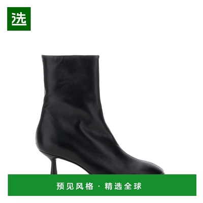 1h可退 香港直邮aeyde 女士 Rounded 黑色鞋头皮质短靴 A11ABKLND