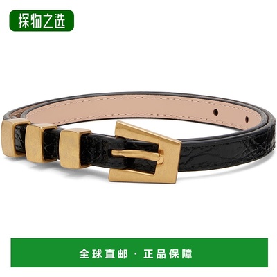 香港直邮BY FAR 女士 黑色 Vic Circular Croco Embossed Leather