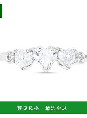 【美国直邮】Macy's|纯银方晶锆石三心形戒指