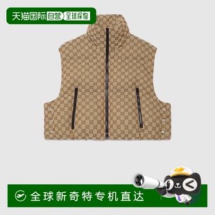 GG帆布絎縫背心 歐洲直郵Gucci古馳女士淺褐色