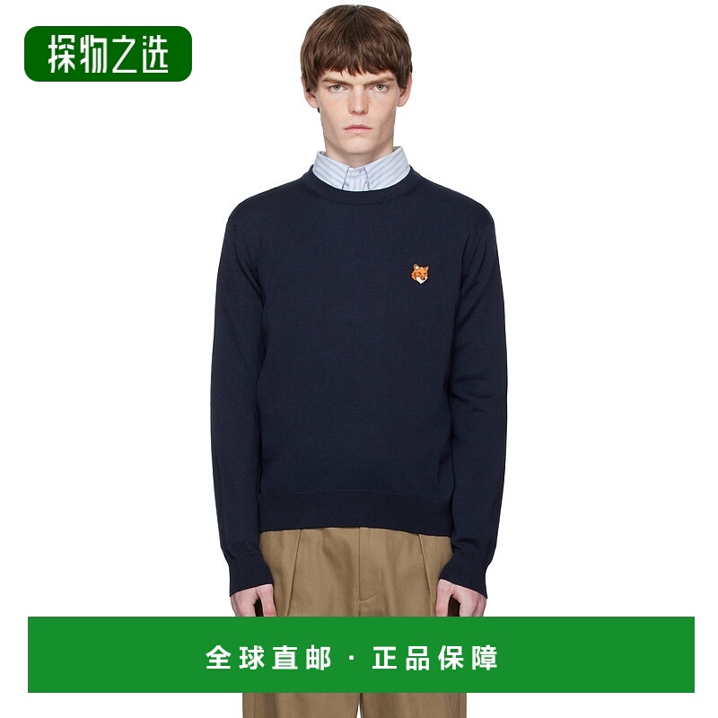 1h可退 香港直邮MAISON KITSUNE 男士 海军蓝 Bold Fox Head Patc