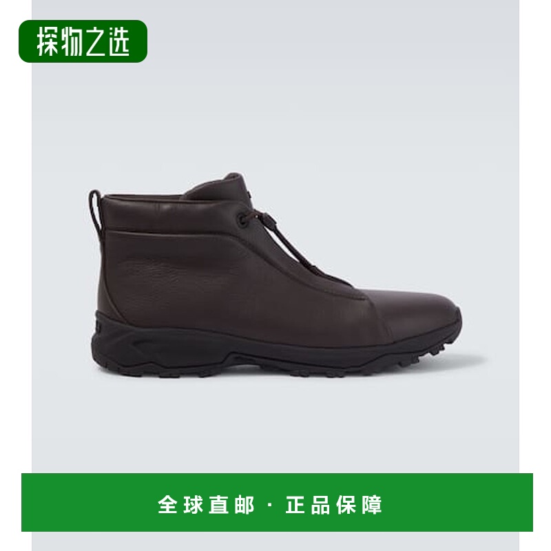 香港直邮zegna 杰尼亚 男士 Vetta 三条带缝线皮质运动鞋