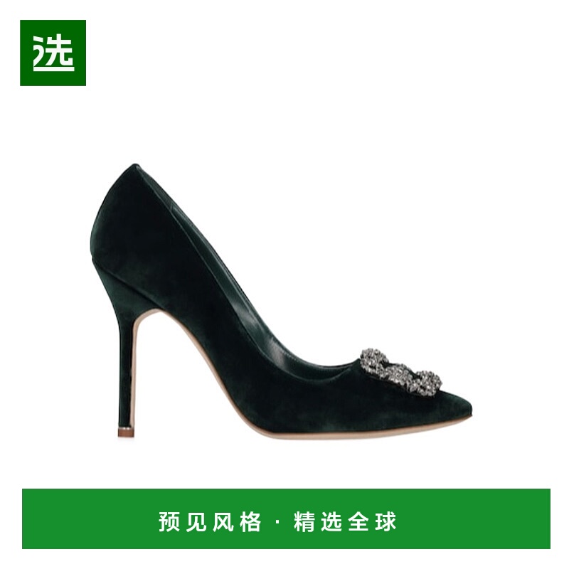 香港直邮Manolo Blahnik Hangisi 缀饰天鹅绒高跟鞋 74I-0C4021