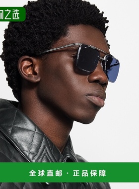 自营欧洲直邮LV路易威登 男士蓝色金属方形太阳镜