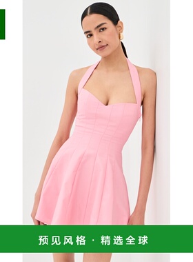 1h可退 香港直邮Danielle Guizio 女士 Juliette 斜纹布挂脖连衣