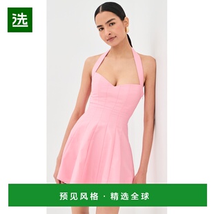 1h可退 香港直邮Danielle Guizio 女士 Juliette 斜纹布挂脖连衣