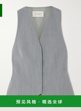 1h可退 香港直邮ST.AGNI 女士 细条纹羊毛混纺斜纹布背心 W25224G