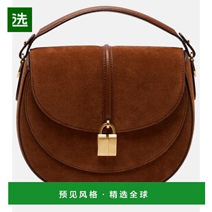 1h可退 香港直邮DeMellier 女士 Siena 皮革饰边绒面革斜挎包