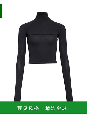 香港直邮Alaia 紧身针织镂空上衣 AA9H1368K127B长袖高领短款