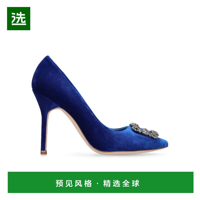 香港直邮Manolo Blahnik Hangisi 缀饰天鹅绒高跟鞋 74I-0C4021