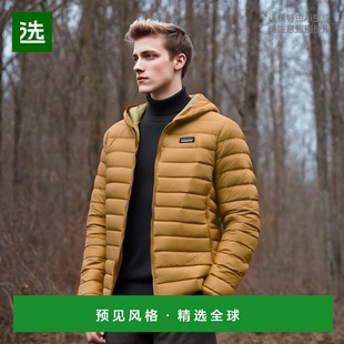 欧洲直邮PATAGONIA 连帽土黄色聚酯男士羽绒服外套