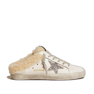 欧洲直邮GOLDEN GOOSE/GGDB 女士小脏鞋羊毛皮衬里白色休闲穆厚底