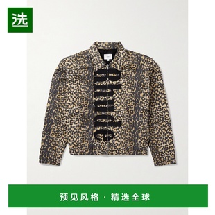 1h可退 香港直邮Rhude 男士 Logo-Appliquéd 豹纹棉质斜纹布短夹