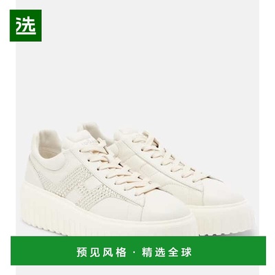 1h可退 香港直邮Hogan 女士 H-Stripes 精饰皮质运动鞋 white白色