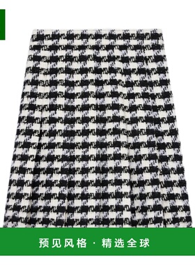 香港直邮Celine 千鸟格半身裙 RJ02V0441.羊毛桑蚕丝长裙