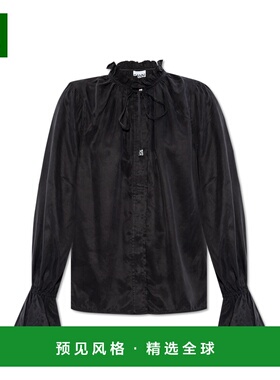 1h可退 香港直邮GANNI 女士衬衫 W08567071099 AW2025 黑色 Ruffl