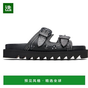 1h可退 香港直邮toga 女士 黑色 Contrast Stitch Leather 凉鞋 F