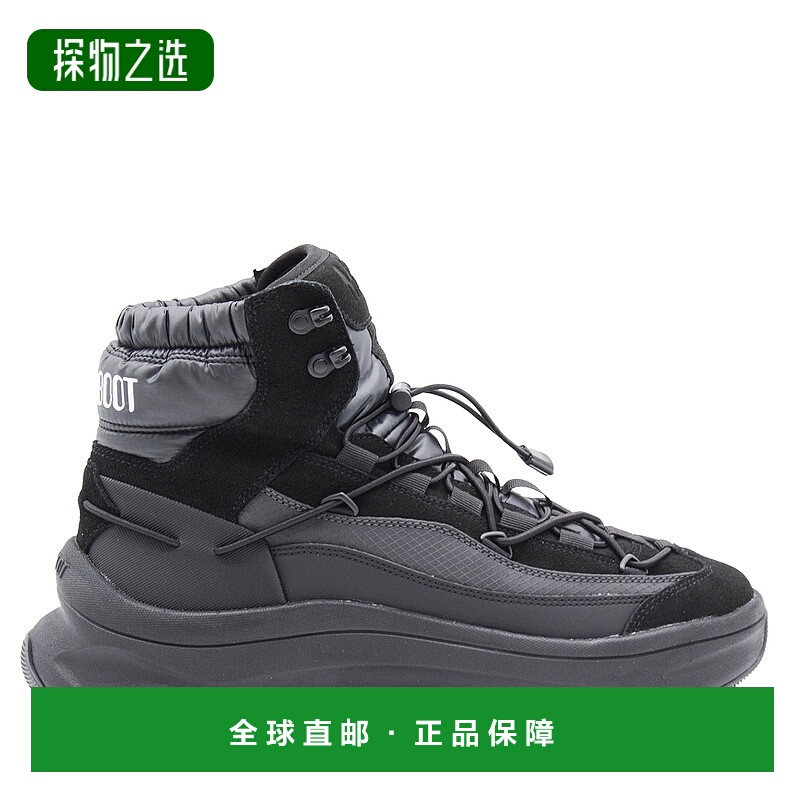 香港直邮moon boot 月亮靴 男士 MOON247 XLACE MID 黑色皮质靴子