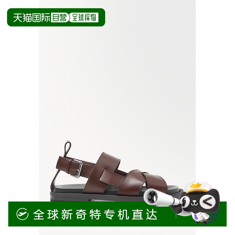 欧洲直邮COS 男士深褐色皮革凉鞋新款