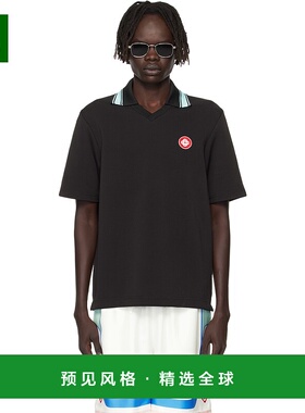 1h可退 香港直邮Casablanca 男士 黑色 Double V-Neck Polo 衫 MP