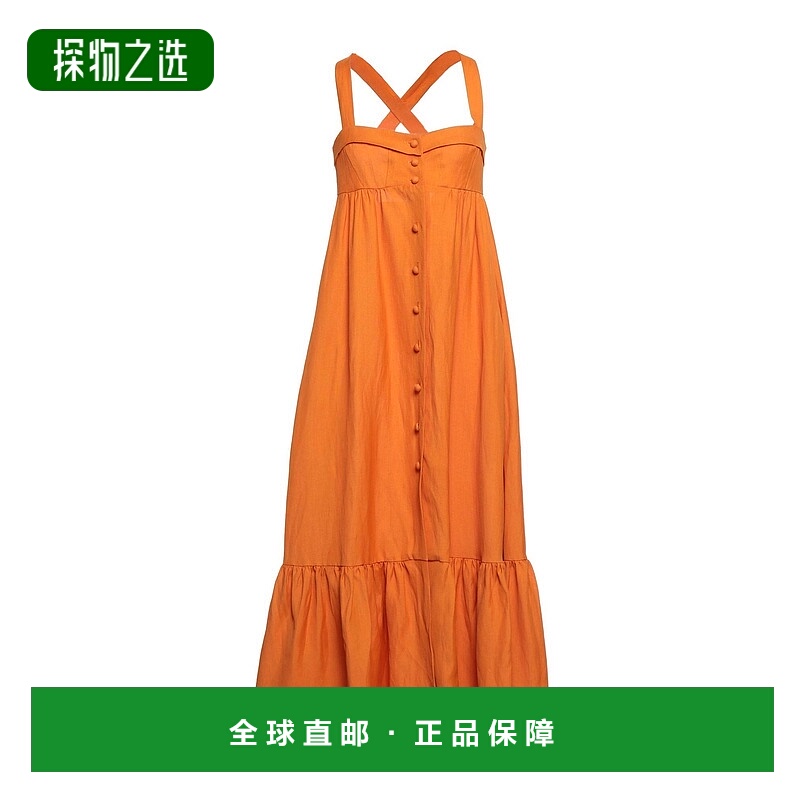 香港直邮Sandro 女士 中长连衣裙 orange橙色 舒适时尚长款
