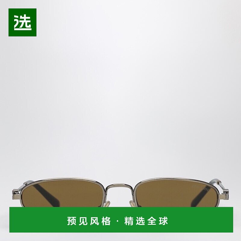 1h可退 香港直邮Miu Miu 缪缪 男士 gold/Dark 徽标复古棕色太阳