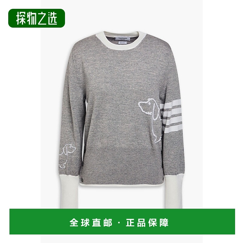 1h可退 香港直邮Thom Browne 汤姆·布朗 女士 嵌花羊毛毛衣 FKA4