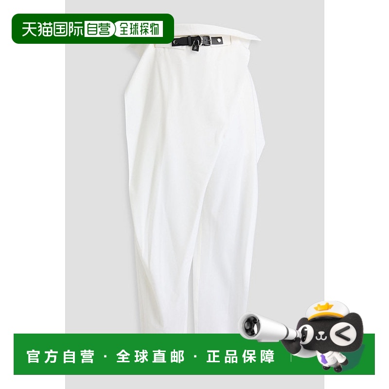 1h可退 香港直邮J.W. Anderson 女士 搭扣装饰垂褶斜纹布锥形长裤