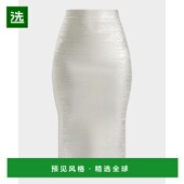 金属色高腰铅笔裙 1h可退 女士半 Leger Elena 美国直邮 Herve
