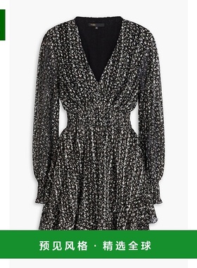 1h可退 香港直邮Maje 女士 裹式印花提花迷你连衣裙 MFPRO03884B0