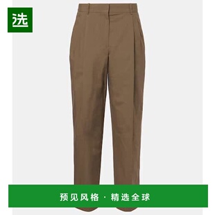 香港直邮The 高腰棉府绸阔腿裤 Row Lilas green绿色 女士 1h可退