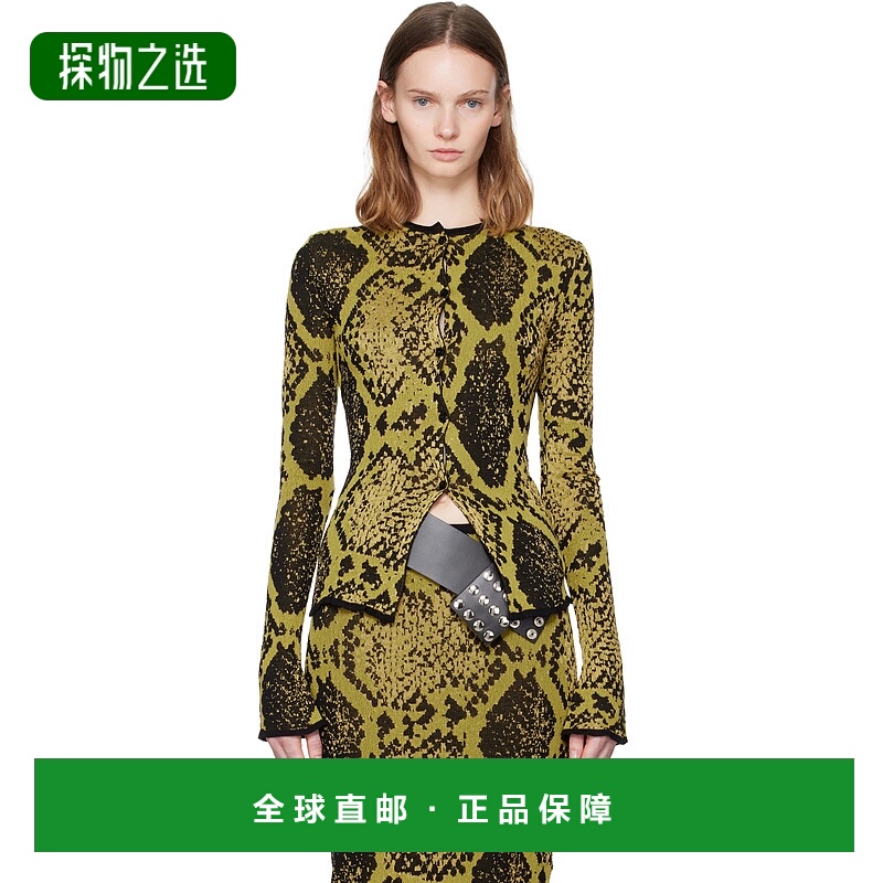 香港直邮The Attico 女士 黄色 & 黑色 Python Jacquard 开衫 251