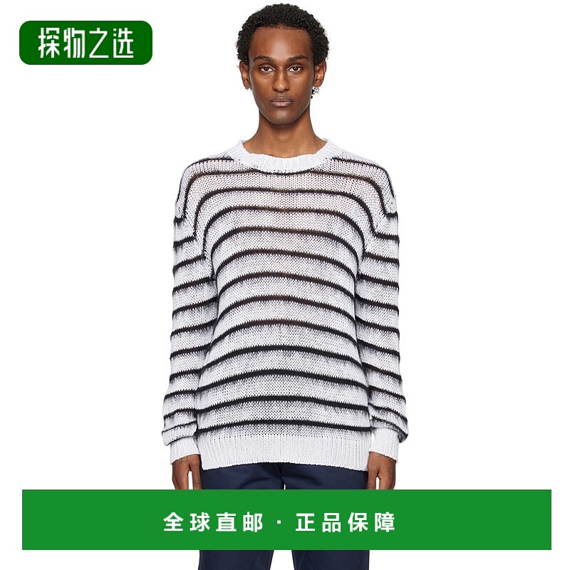 1h可退 香港直邮Marni 玛尼 男士 白色条纹毛衣 GCMG0381Q0UFCB21
