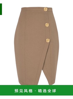 香港直邮Balmain 羊毛不对称半身裙 XF1LC040WB05包臀裙