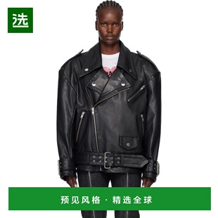 1h可退 香港直邮Vaquera 女士 黑色 Oversized Moto 皮革夹克 VAQ