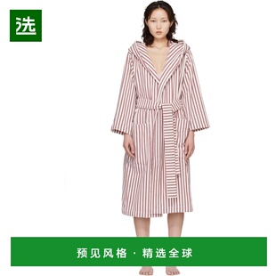 1h可退 香港直邮Tekla 女士 白色 & 红色 Terry Hooded 浴袍 HBTH