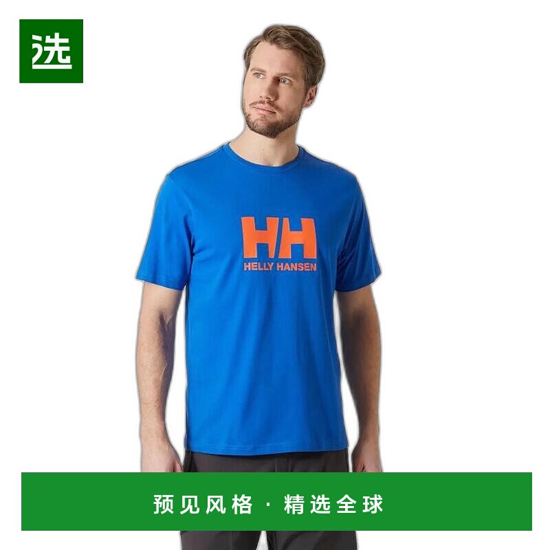 欧洲直邮Helly Hansen 男士蓝色棉HH徽标T恤2.0海丽汉森图片