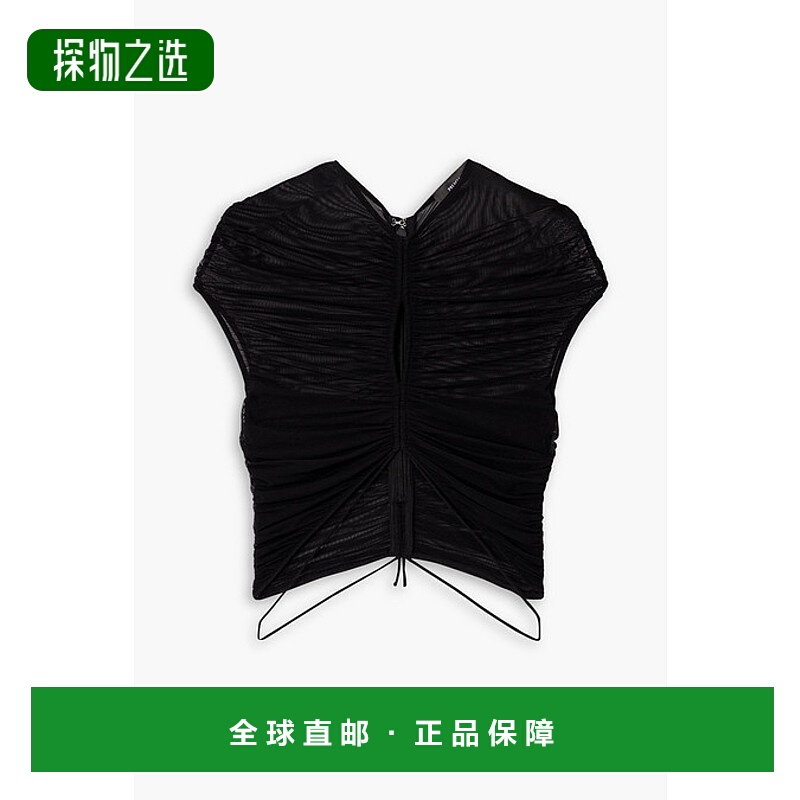 香港直邮Mugler 穆勒 女士 短款褶皱弹力薄纱上衣 24P1TO06665951