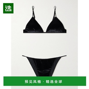 1h可退 香港直邮oseree 女士 briefs 天鹅绒文胸式套装 OVW143BLA