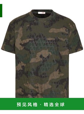 香港直邮Valentino 图标印花棉T恤 5V3MG13AAB6短袖华伦天奴