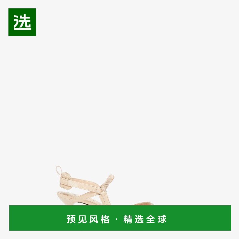 1h可退 欧洲直邮FENDI/芬迪 女士粉色小羊皮/聚酰胺中跟露跟鞋